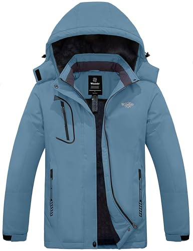 wantdo Women's Plus Size Snow Jacket Waterproof Ski Coat Gray Blue M