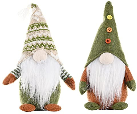 TSLBW 2 Piezas Gnomos de Peluche de Navidad Decoraciones suecas Adorno de Felpa Muñeco sin Rostro de Punto Adornos de Duende para el hogar Mesa de Vacaciones Chimenea Decoraciones navideñas Regalos