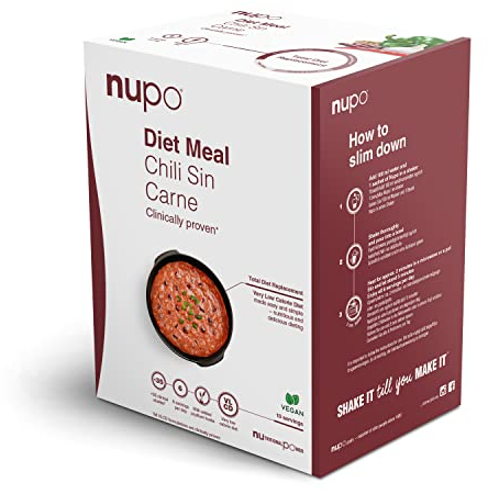 NUPO Diet Meal Chili Sin Carne - Comida Dietética Premium para el Control de Peso I Sustituto Completo de la Comida para el Control de Peso I 10 Raciones I Vegana, Sin Gluten, Sin OMG