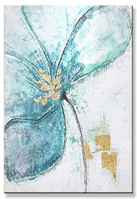 tymhrs Acrylbild,Handgemachte Weiße Blume Wandkunst Ölgemälde Leinwand Handgemalte Dicke Textu