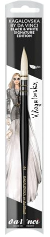 Kagalovska by da Vinci - Casaneo White- Extra Soft, Wavy White Synthetic fibers in a quill with Black Handle for All Media (2)