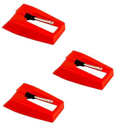 3 Stück Plattenspieler Nadel, Nadel Plattenspieler Langlebig Nadel für Plattenspieler für Vinyl Plattenspieler (Rot)