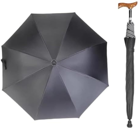 AVIITI Height Easy Adjustable Walking Stick Umbrella Safe Dedicated Multifunction Cane Parasols Lightweight Men Women Crutch Umbrella,Black,76~80cm/30~31inch