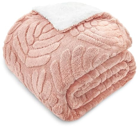 Whale Flotilla Couverture Polaire Sherpa Réversible, Plaid Canapé Épais, Couverture de Lit Douce et Chaude pour l'hiver, avec Motif Jacquard 3D, 230 x 270 cm, Rose | Jeté de lit réversible en peluche 3D, douce, confortable, épaisse et chaude, pour l'hiver, 228,6 x 264,2 cm, rose