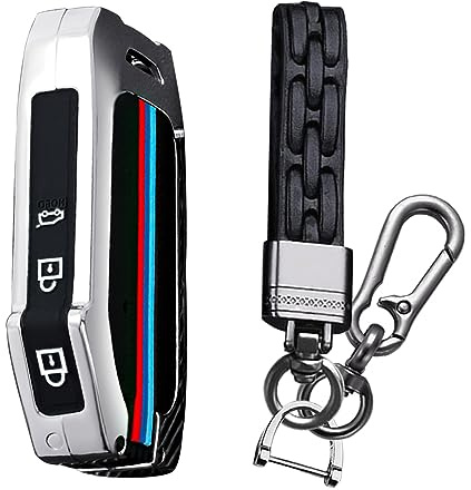 KUNIO Keyless Schlüsselhülle Passt für KIA Soul NQ5 NIRO xceed Sportage GT line Schutzhülle Metallgehäuse Autoschlüssel Hülle Schlüsselcover 3 Tasten Schlüsselanhänger A Silber