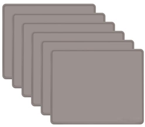 Large Silicone Mat 6 Pack, 20x16 Silicone Craft Mats for Resin Jewelry Casting Molds, Food Grade Silicone Sheet with Raised Edge, Nonstick Waterproof, Dark Grey
