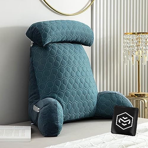 Lesekissen für Bett und Sofa mit Armlehnen | Rückenkissen | Rückenstütze mit Tragegriff | Bett Rückenlehne Lesekissen | Ideal als Rückenstütze für mehr Halt und Komfort von Rücken | Kopf und Nacken