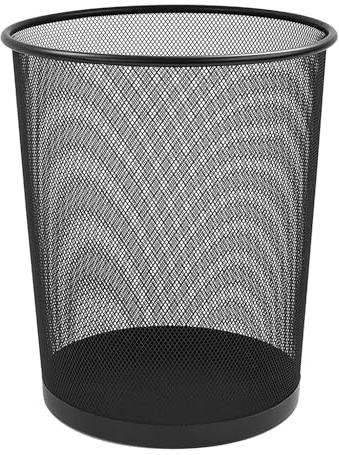 VIVAAS Round Mesh Bins Trash Can Black Nonslip Waste Paper 10 liters Pack Of 1 Metal Indoor Waste Bin Garbage Rubbish Bin for Home, Bedroom, Office, Bathroom, Living Room, Kitchen