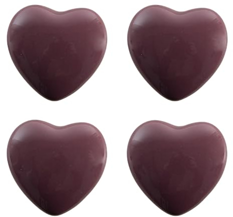 Clayre & Eef Türknauf 4er Set Herz Ø 4 cm Violett Keramik Möbelknopf