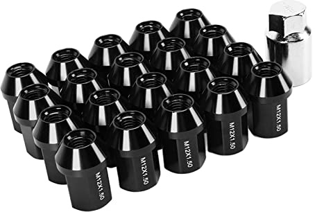 Radmuttern, 20 Stück M12x1,5 Radmuttern 35 Mm 6061 Geschlossene Reifenmuttern, Aluminiumlegierung Geschlossenes Radmuttern-Set Kompatibel Mit Camaro 1983 Bis 2002(Schwarz)