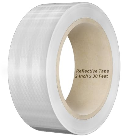 Duccinp Ruban adhésif réfléchissant, Blanc 10 m x 5 cm, Ruban réfléchissant étanche, Autocollant, Ruban de signalisation, Ruban de marquage pour la route, vélos, casques, motos, plein air