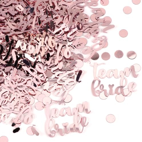 300pcs Hen Party Confetti Rosegold Team Bride Confetti + 6mm Heart Confetti | Hen Do Confetti Decorations, Card to be Bridal Party Decoration for Wedding Decor Table Decorations Gift Bags Cake Stands