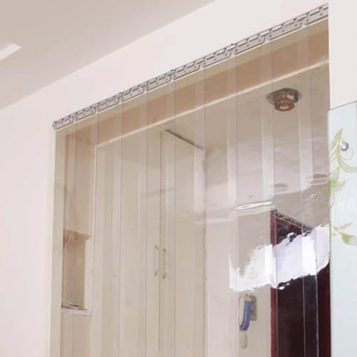 Kit de Cortina de Puerta con Tiras de PVC, Cortina de partición Transparente para pérgola de balcón de Garaje, Cortina de Puerta con contraventanas Impermeables (135x290cm)