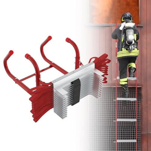 Froadp Strickleiter Feuerleiter Feuerfeste Rettungsleiter,Sicherheitsleitern Einziehbare Notausgansleiter Geeignet für 4-Stöckige Häuser,Outdoor Balkon Fenster,Gewichtskapazität bis zu 450 kg (15 M)
