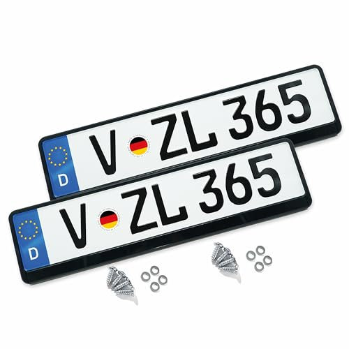 VZL Kennzeichenhalter für Autos | Nummernschildhalterung Auto | 2X Kennzeichenhalterung | Nummernschildhalter | Alternative zu Kennzeichenhalter Rahmenlos (Kennzeichenhalter mit Befestigungskit)