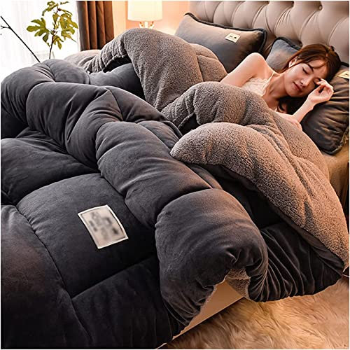 YDHTIZ Dicke Bettdecke,Winte Steppdecke,Dicker Lamm-Kaschmir, Decke, Flauschige Kaschmir-Steppdecken, Winterwarm, Kern Aus Lammsamt, Dick Warm, Plüsch Winterdecke,Grau,150x200cm(2kg)