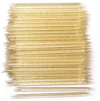 siyuwuro 100Pcs Disposable Nail Sticks Double-End Nail Cuticle Pusher Remover Nail Care Stick Cleaning Stick for Fingernail Manicure Pedicure Tool (Gold)
