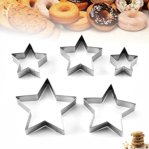 5 Pcs Star Cookie Cutters,Cutter Christmas Baking Pastry Set,Biscuit Cake Kids Gingerbread Mince Small Snowflake Cookies Usable,Shaped Mini Stainless Creative Hexagon Stars,for Christma Foods Shapes