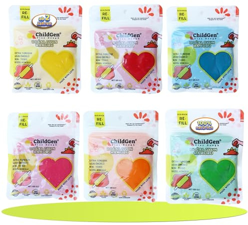 Knete Play Dough 100% natürliche Inhaltsstoffe, ungiftig, Nachfüllpackung, Knete, Kinderknete, Knete ab 2 Jahre, Knetezubehör, Knetset, Knete 6er Set, Spielknete Blau,Grun,Rot,Gelb,Pink,Orange -750g