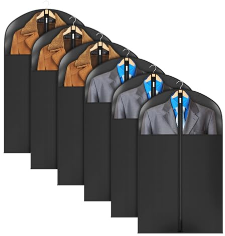 KEEGH Kleidersack 101x60 cm, Anzugtasche Herren mit Reißverschluss 6 Stück | Atmungsaktive Anzugtaschen für Aufbewahrung im Kleiderschrank, Wasserdichter Reise Kleiderhülle für Anzüge Kleider Mäntel