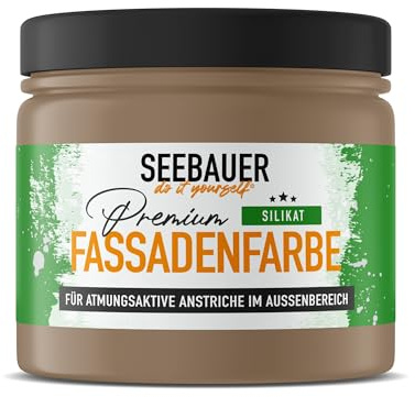 SEEBAUER diy Silikat-Fassadenfarbe Braun 300ML für Außen (No. 645 Pure Earth) Atmungsaktive Mineralfarbe für Fassaden - Geeignet für Putz, Mauerwerk und Beton