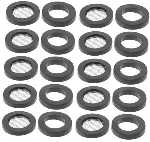 CIYODO Shower Hose Washer Screen Set, 20 Pieces Black Rubber with Mesh