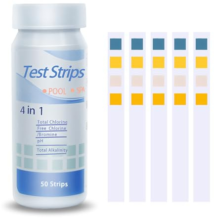 50 Strips Hot Tub Test Strips, 4 In 1 PH Test Strips, Rapid Water Testing Kit for pH, Chlorine, Alkalinity for Accurate Spa, Swimming Pool & Pond Maintenance
