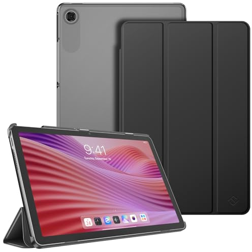 Fintie Hülle für Lenovo Tab 10.1 Zoll 2025 (TB-311FU / TB-311XU) | Ultradünn Schutzhülle mit Translucent Rückseite Cover mit Auto Schlaf/Wach Funktion, Schwarz