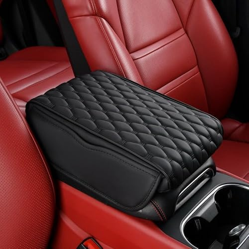WENGONG Coussin Accoudoir Voiture pour VW Caddy V 2020-, Housse en Cuir avec Mémoire de Forme Protection Accoudoir Console Central Rembourrage en Cuir,Black-32 * 16 * 5