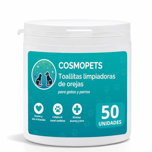 CosmoPet Toallitas para Oídos de Perros y Gatos | Sin Alcohol | Limpieza Suave y Segura