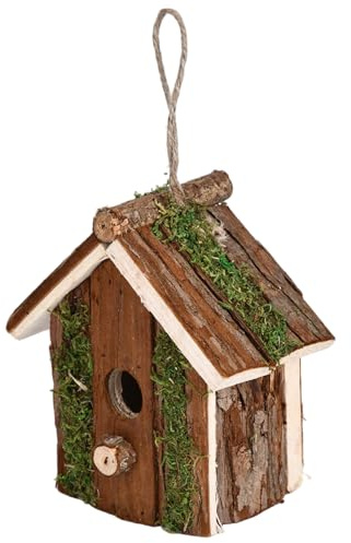 Casas de pájaros de Madera Caja de anidación de pájaros Resistentes al Clima Decoración del jardín rústico para el césped del Patio Patio, 6.9x4.3x3.5in
