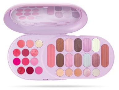 Pupa Make My Day Plus Blush, läppstift, glans, ögonskugga, concealer och highlighter-29 stycken för ansiktsmakeup, ögon och läppar, perfekt för hem eller på språng – i 3 färgvarianter (001 lila)
