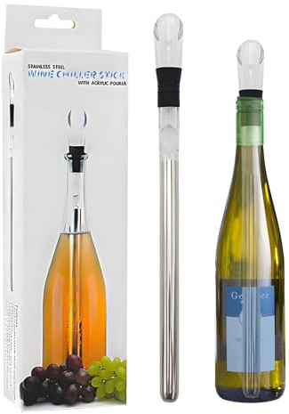 Weinkühler-Stick - 3-in-1 Edelstahl Weinkühlstab Für Flaschen | Rotwein Kühler Mit Belüfter Und Ausgießer | Eisfreier Weinflaschenkühler, Schnelle Kühlung Ohne, Ideal Als Geschenk