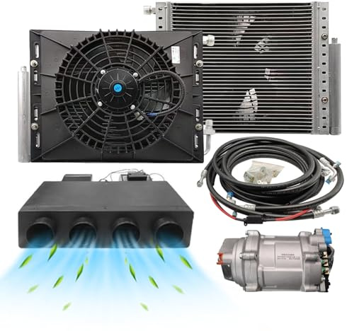 Gouku - Condizionatore d'aria universale da 12 V, con funzione di raffreddamento elettrico, per furgoni, taxi, camper e camion, a risparmio energetico, portatile, colore: nero