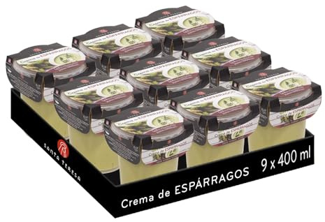 Santa Teresa - Pack 9 Cremas de espárragos Sin aditivos ni conservantes. Calentar y Listo para tomar. 9x 400ml