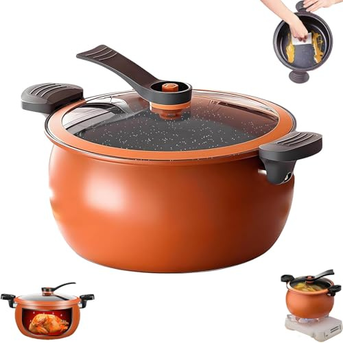 Olla a presión antiadherente multifuncional de gran capacidad, microolla a presión de 8 cuartos, olla familiar de cocción rápida con mango antiescaldaduras y tapa de vidrio transparente.(#A)