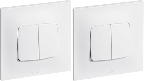LEGRAND | Interrupteur Ou Va-Et-Vient + Poussoir Neptune, Connexion Rapide Sans Outil, Fixation À Vis Ou À Griffes, Prêt À Installer En Encastré (Lot de 2)