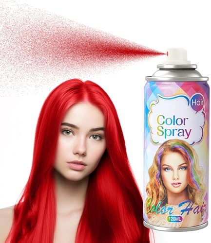 Temporäres Haarfärbespray, Rot Ansatzspray, Haartönung, Auswaschbar, Einfaches Färben, Milde Formel, Für Verschiedene Haartypen & Alle Haarfarben, 120 ml