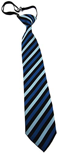 TigerTie Kinderkrawatte in blau petrol türkis schwarz gestreift - Krawatte vorgebunden mit Gummizug