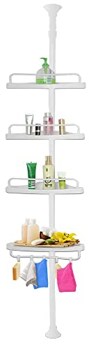Deuba Estantería Telescópica de Baño Estante de Ducha Bañera Esquina Ajustable 90-305cm Sin Taladrar