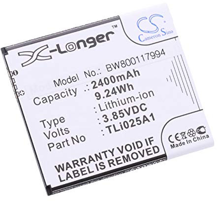 vhbw Li-ION Batterie 2400mAh (3.85V) pour téléphone Portable Mobil Smartphone Alcatel One Touch OT-9001A, OT-9001X, Pixi 4 6, Pixi 4 6.0 LTE