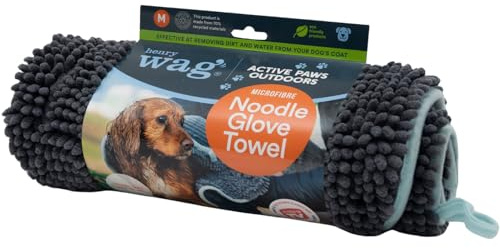 Henry Wag Pet Noodle Glove Towel - Soft & Highly Absorbent Microfibre, Muddy Pet Accessories, Quick Drying - Designed for Dogs - GRS Recycled Polyester (80cm X 35cm)