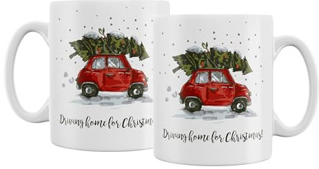 schenken-24 Becher 'Crazy Santa' - Weihnachtsbecher - Tasse - Glühweinbecher, 2er Set, Steingut, 300ml, grau oder rot