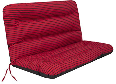 PillowPrim Cojín para columpio de Hollywood, Cojín para banco de jardín, Cojín para banco, Cojín para banco, Cojín de asiento y respaldo, Cojines para exterior, Ancho del asiento: 120 cm, Rayas rojas