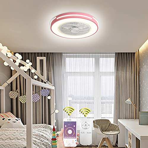 LED Ventilador de Techo con Iluminación, 72W Luz De Techo Temporización Silenciosa con Ventilador de Techo con Mando a Distancia y App, Sala Estar Oficina Sala De Niños Ventiladores de Techo, Rosado