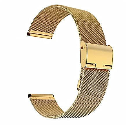 ZXF Uhrenarmbänder, 0.4 Line 304 Stahl Fine Mesh Gürtel Hängende Schnalle Edelstahl Watchbanduhr Zubehör Uhrband 8mm-24mm Doppelzahl Armband (Color : Gold, Size : 18mm)