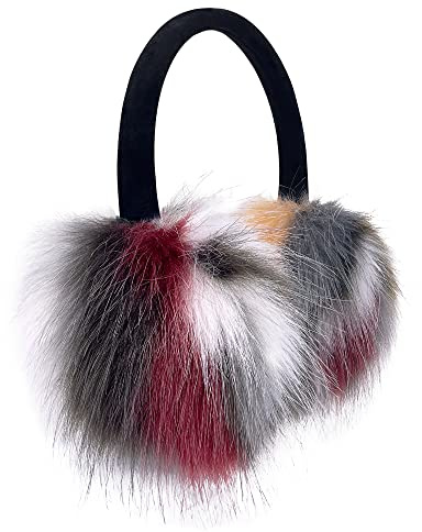 Gifts Treat Women Girls Orange Earmuffs Adjustable Winter Fluffy Ear Warmers Faux Fur Colorful Plush Ear Covers for Women, Orange Plush, L
