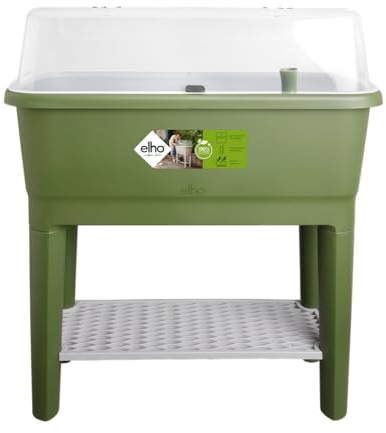 Elho Noa Grow Table 80 - Jardinera por Cultívalo tú Mismo - Ø 78.5 x H 34.2 cm - Verde/Verde Musgo