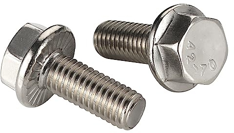 1/4-20 x 1/2 Flanged Hex Head Bolts Flange Hexagon Screws, Stainless Steel A2, DIN 6921, 25 PCS