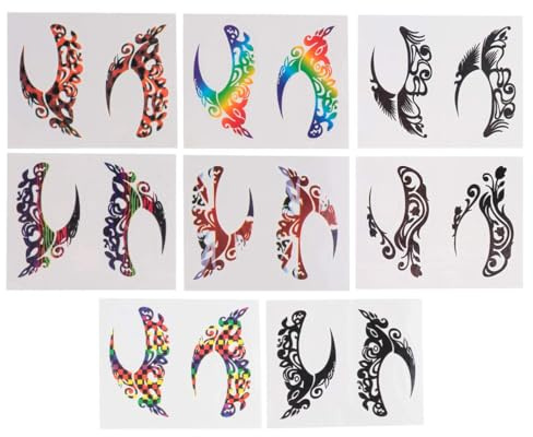 8 Par Tillfälliga Ögontatuering Klistermärken Färgglada Ögonmakeup Klistermärken Eyeliner Klistermärken Ögonskugga Klistermärken Ansiktstatueringar För Halloween Jul Cosplay Maskeradfest